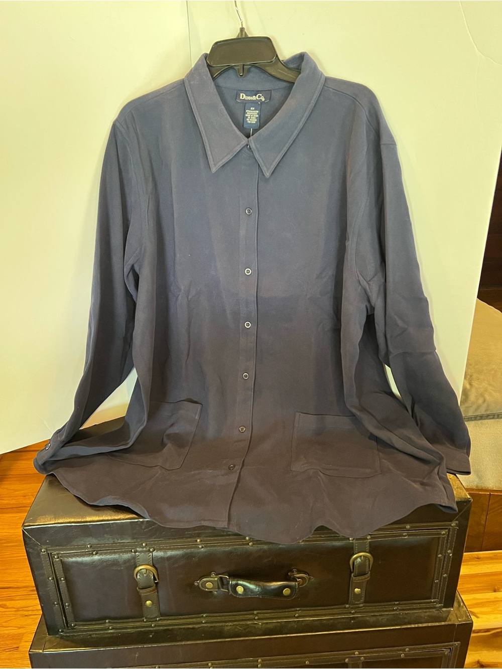 Denim&Co Navy Button-Up Shirt